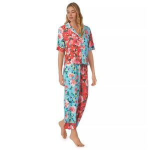 Women's Beauty Sleep Social Relaxed Sleeve Pajama Shirt and Cropped Pajama Pant